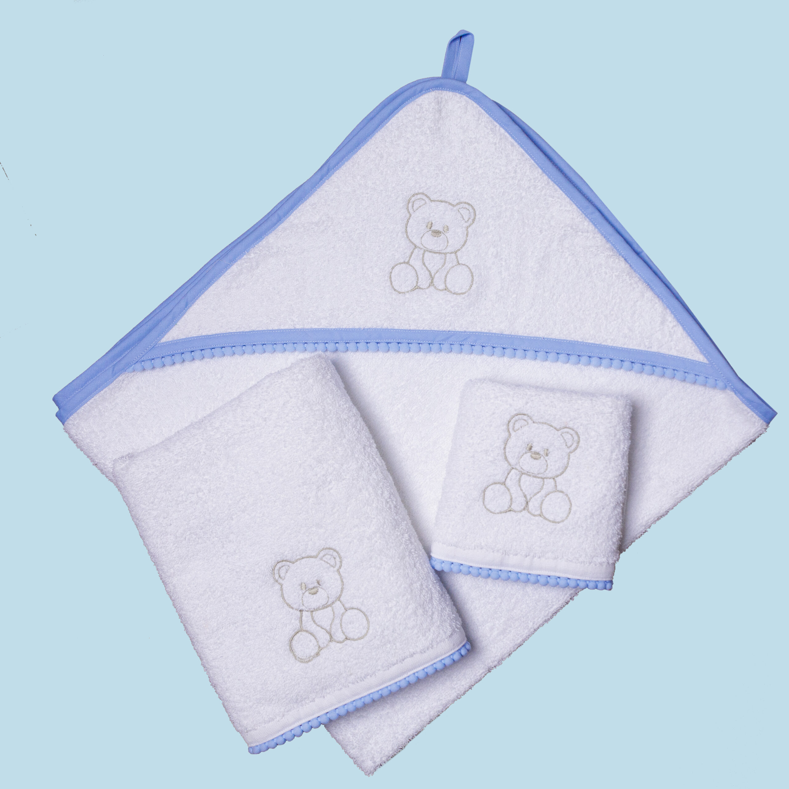 Poncho + 2 Asciugamani Orsetto (celeste)