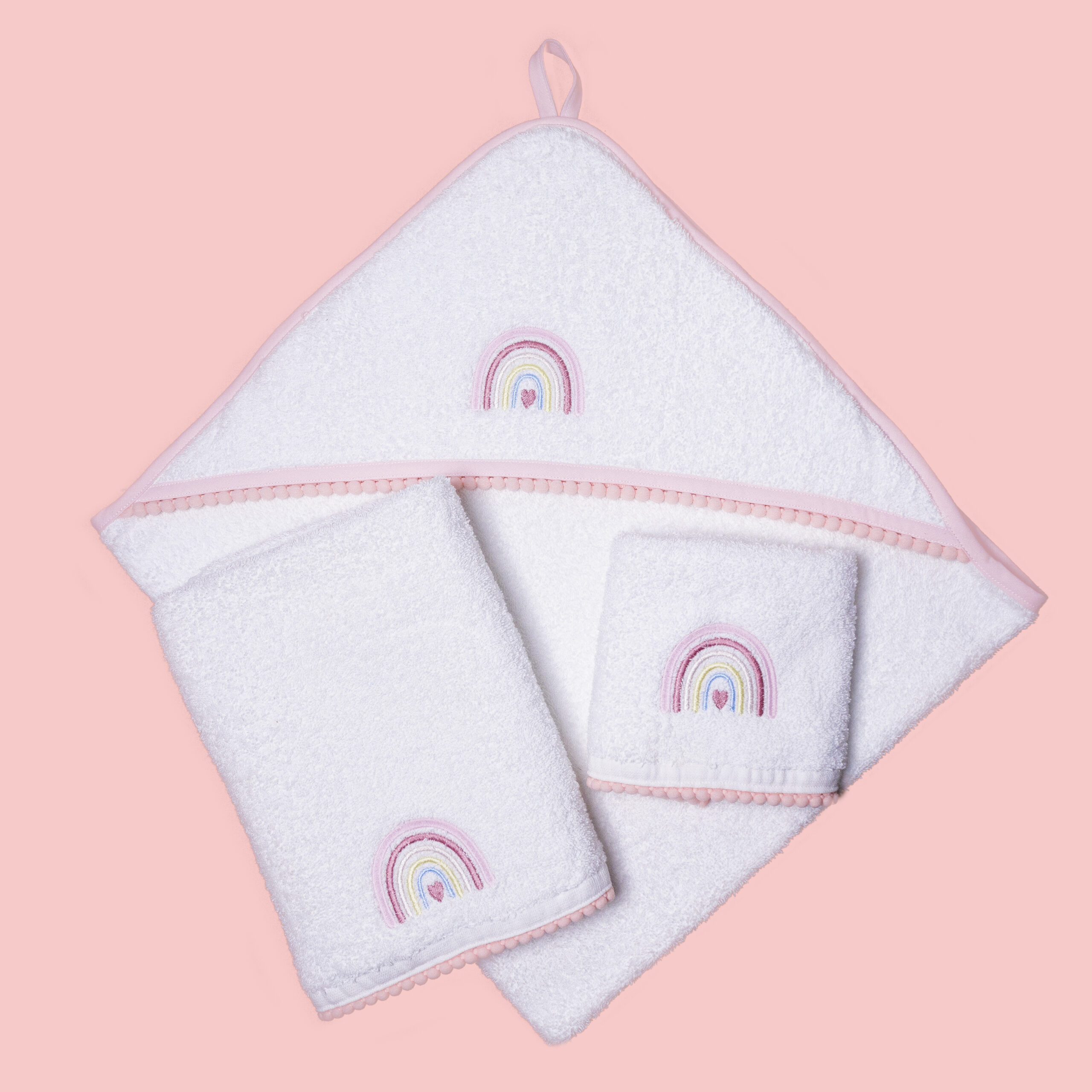 Poncho + 2 Asciugamani Arcobaleno (rosa)