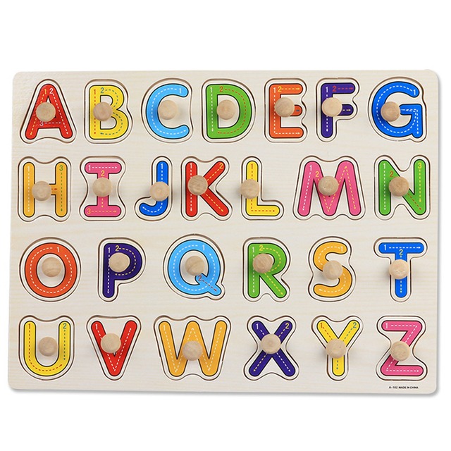 Puzzle Montessori Lettere con pomelli