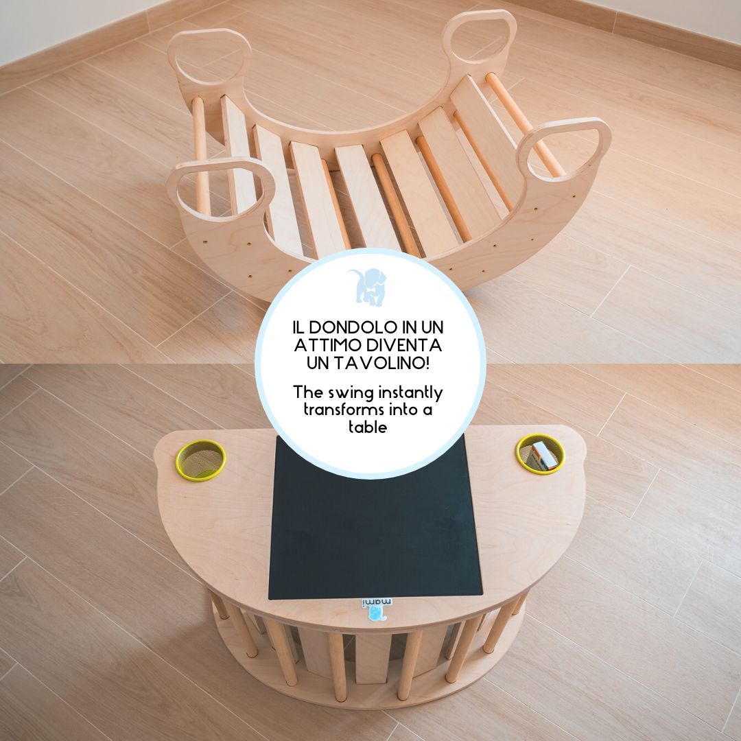 Magic Table (Dondolo Montessori + Tavolino multifunzione + Sedia)